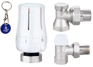 Pachet termostatic Double Lin, alcatuit din cap termostatic M30x1,5, robinet tur plus retur model coltar, DN15 (1/2''), cod LL3060-P