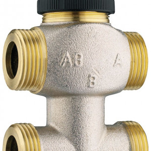 Robinet termostatic Herz cu trei căi, cu teu de legătură pe bypas, kvs=0.4, DN10 (FE- 1/2''), cod 1 7763 50