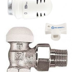 Set termostatic Herz alcatuit din robinet cu ventil termostatic Herz TS-90, model coltar, DN15(1/2") si cap termostatic Mini DeLuxe, cod S9200341772491