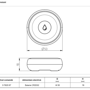 Senzor ZigBee pentru detectarea scurgerilor de apa HERZ Thermiq Water Guard, cod 3F82067 - Img 2