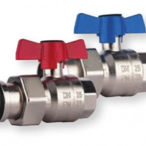 Set robinete Herz pentru distribuitoare, model drept cu sfera olandez cu O-ring, DN25 (1''), PN25, cod 12205131220523
