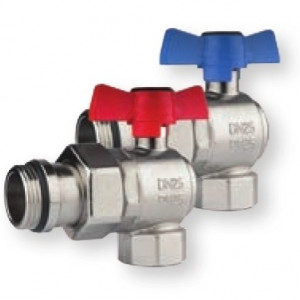 Set robinete Herz pentru distribuitoare, model coltar cu sfera olandez cu O-ring, DN25 (1''), PN25, cod 12224031222413
