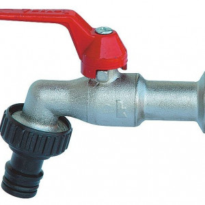 Robinet dublu serviciu Herz, cu manetă din aluminiu şi stuţ pentru cuplă rapidă, DN20 (3/4''), PN16, cod 1 2502 02