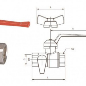 Robinet cu sfera Herz, cu golire, maneta tip fluture, DN 25 (1"), FI-FI - Img 2