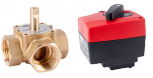 Set Herz compus din vana rotativa 3 cai, DN32, Kvs=16,00 si actionare electrica 230 V/3 pct, cod 1 2137 24