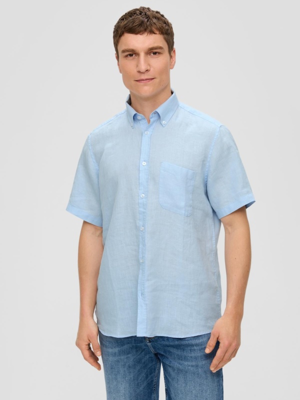 s.Oliver Camasa barbati cu maneca scurta din 100% in, Albastru deschis