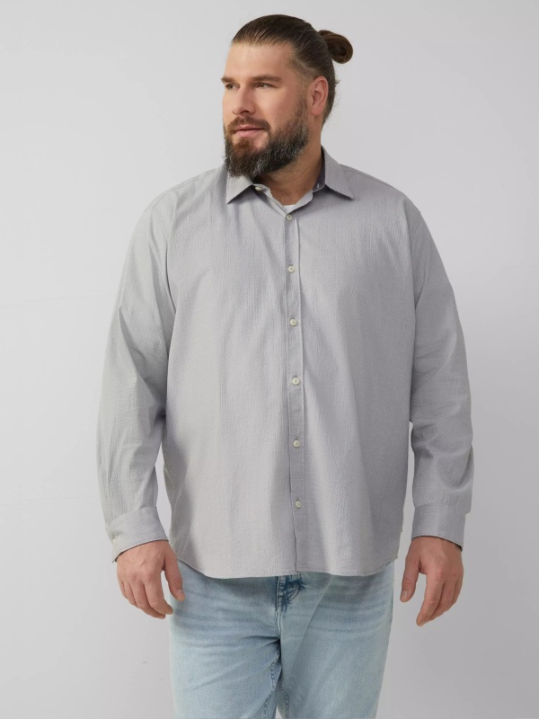 s.Oliver Big Sizes Camasa barbati big sizes, cu maneca lunga, Regular fit, Gri deschis