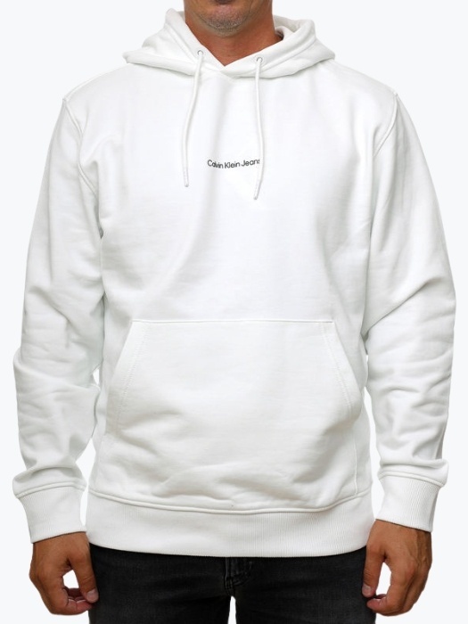 Hanorac barbati Grid Monogram J30J325639, croiala Regular Fit, Alb