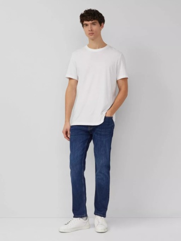 Blugi barbati Mauro cu talie medie, croiala Regular Fit, Tapered Leg, Albastru inchis - Img 5