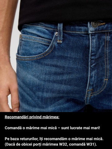 Blugi barbati, Shawn, cu talie medie, croiala Regular fit, Tapered Leg, Albastru inchis - Img 3