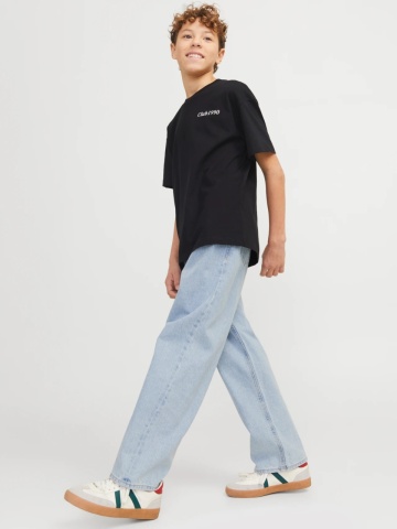 Jack & Jones Blugi baieti, ALEX, cu talie inalta si croiala Baggy Fit, Albastru deschis - Img 6