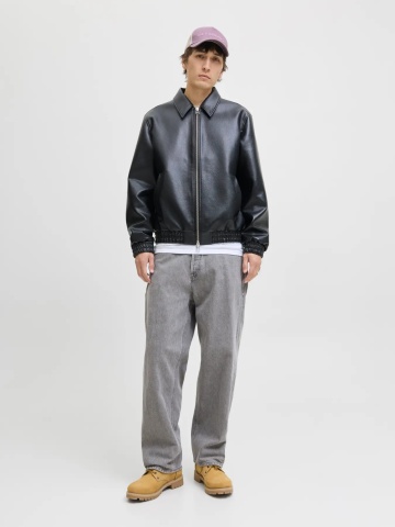 Jack & Jones Blugi barbati ALEX, cu talie inalta si croiala Baggy fit, Gri - Img 6