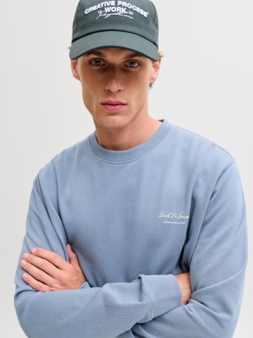 Jack & Jones Bluza barbati, Relaxed fit, cu decolteu la baza gatului, Albastru - Img 3