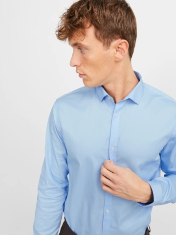 Jack & Jones Camasa barbati, Blacardiff cu croiala Slim fit, Albastru - Img 3