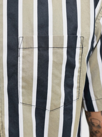 Jack & Jones Camasa barbati din bumbac cu imprimeu in dungi, Regular Fit, JJETHAN, Verde - Img 5