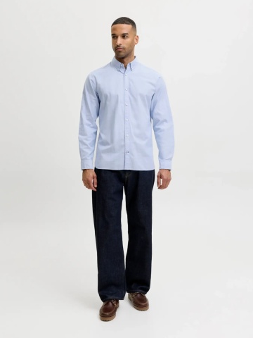 Jack & Jones Camasa barbati, din bumbac, Regular fit, JJOXFORD, Albastru - Img 6