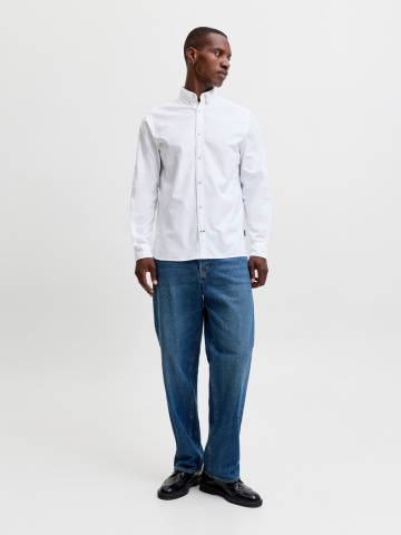 Jack & Jones Camasa barbati, din bumbac, Regular fit, JJOXFORD, Alb - Img 6