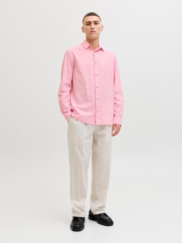 Jack & Jones Camasa barbati, Regular fit, din amestec de in, Roz - Img 6
