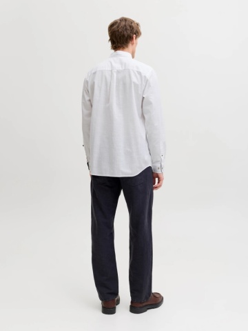 Jack & Jones Camasa barbati, Regular fit, Henry, din bumbac, Alb - Img 7