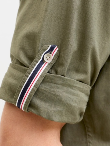 Jack & Jones Camasa barbati, Regular fit, Henry, din bumbac, Olive - Img 5