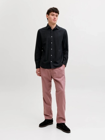 Jack & Jones Camasa cu maneca lunga barbati, din amestec de in, Regular fit, Negru - Img 5