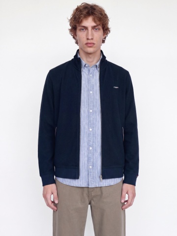 Jack & Jones Cardigan tricotat barbati, din bumbac organic, Regular fit, JPRBLUALVES, Bleumarin inchis