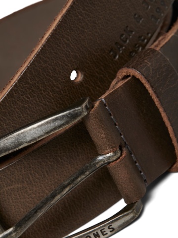 Jack & Jones Curea barbati din piele de bivol, catarama clasica cu stift, Maro - Img 3