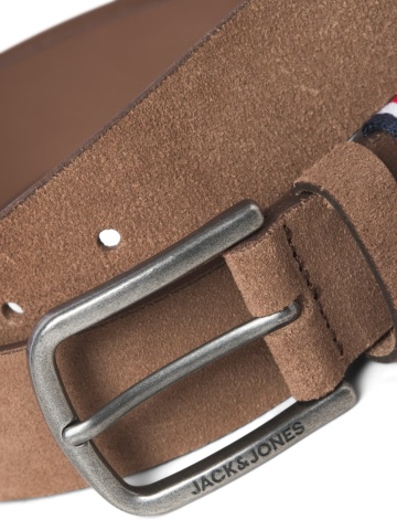 Jack & Jones Curea barbati, din piele intoarsa de vaca, catarama cu stift, Maro - Img 2