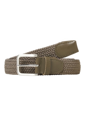 Jack & Jones Curea impletita, barbati, catarama cu stift, Olive