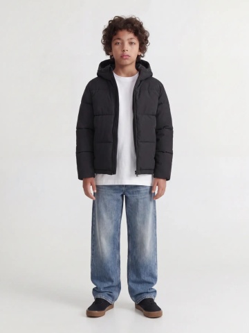 Jack & Jones Geaca baieti, PUFFER, cu gluga, Regular fit, JJGALAXY, Negru - Img 3