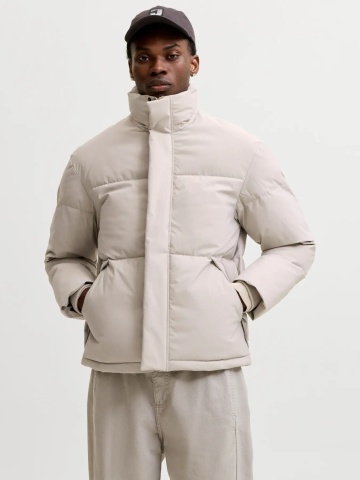 Jack & Jones Geaca barbati, PUFFER, cu guler inalt, JJESOHO, Bej deschis
