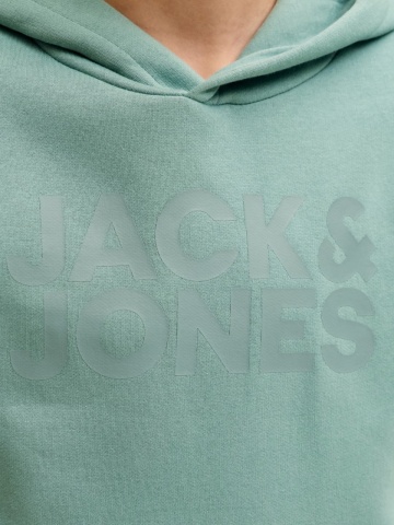 Jack & Jones Hanorac baieti, Regular Fit cu buzunar tip marsupiu si imprimeu cu logo, Verde deschis - Img 3