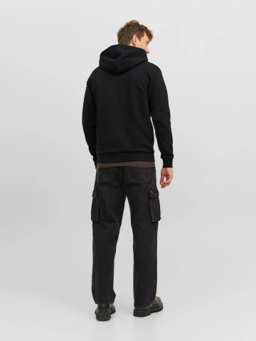Jack & Jones Hanorac barbati, cu fermoar si gluga, Regular fit, JJEBRADLEY, Negru - Img 6