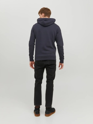 Jack & Jones Hanorac barbati, cu gluga fara fermoar, Relaxed Fit, JJESTAR, Bleumarin inchis - Img 2