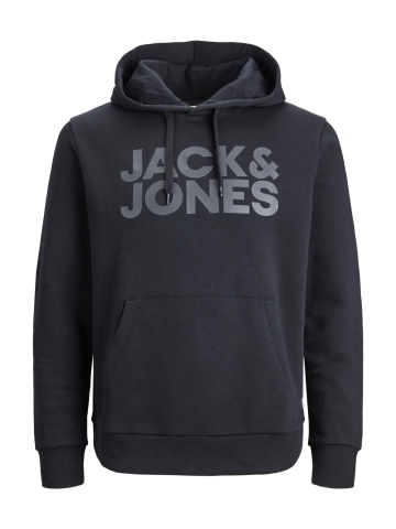 Jack & Jones Hanorac barbati fara fermoar, imprimeu cu logo, Negru - Img 8