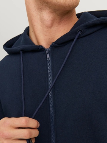 Jack & Jones Hanorac barbati, JJEBRADLEY, cu fermoar si gluga, Regular fit, Bleumarin inchis - Img 3