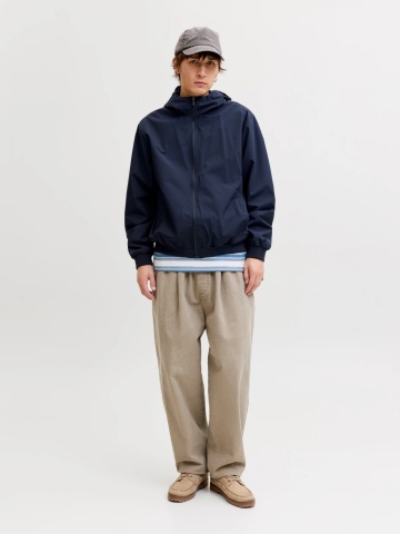 Jack & Jones Jacheta barbati, subtire cu gluga si buzunare oblice, Bleumarin inchis - Img 6