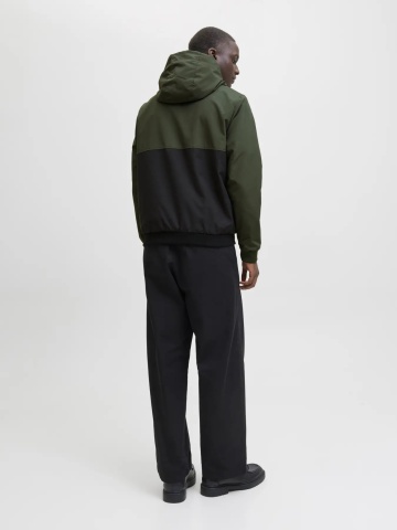 Jack & Jones Jacheta bomber cu gluga, JJERUSH HOOD, Verde inchis/Negru - Img 7