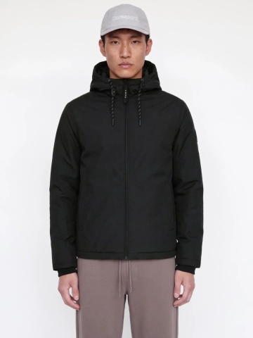 Jack & Jones Jacheta de tranzitie barbati, Regular fit, cu gluga fixa reglabila cu snur, JCOFUSION, Negru