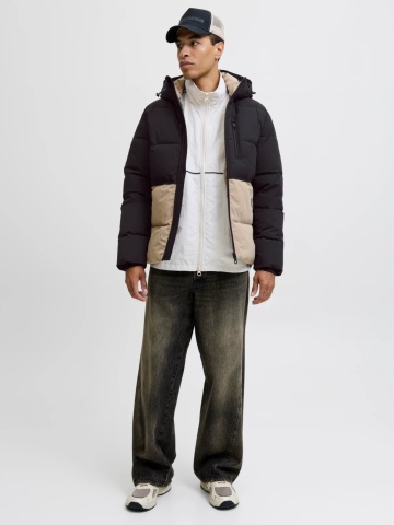 Jack & Jones Jacheta, JJEOWEN PUFFER, barbati, Regular fit, Negru/Crem - Img 6