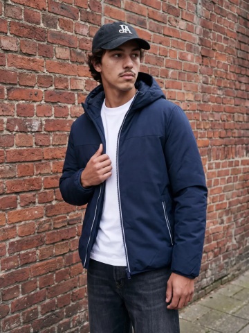 Jack & Jones Jacheta reversibila, barbati cu gluga, Regular fit, JJEBROOKLYN, Bleumarin inchis - Img 8