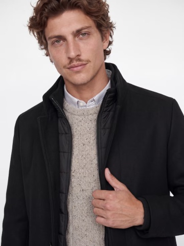 Jack & Jones Palton barbati din amestec de lana, cu dubla inchidere, Bleumarin inchis - Img 3