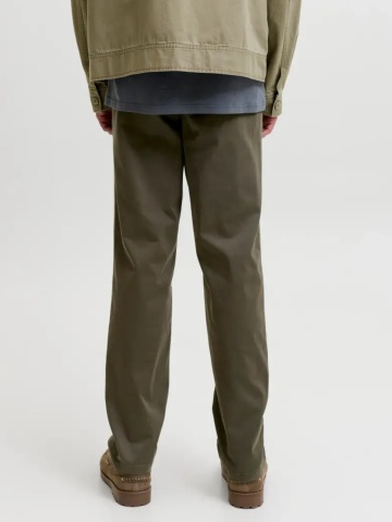 Jack & Jones, Pantaloni chino barbati, cu talie medie, Regular Fit, Jpstollie, Verde inchis - Img 2