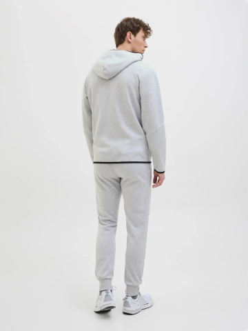 Jack & Jones Pantaloni de trening barbati, cu talie medie, Slim fit, JPSTWILL FUSION, Gri deschis - Img 6