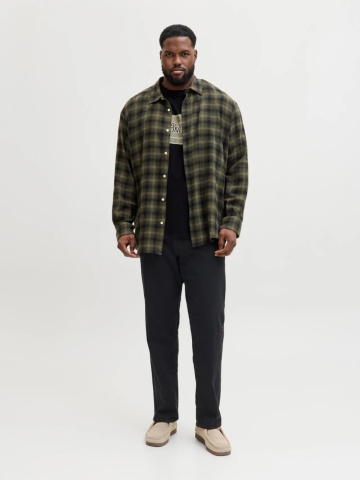 Jack & Jones Plus Blugi JJIGLENN, barbati big sizes, cu talie joasa si croiala Slim fit, Negru - Img 7