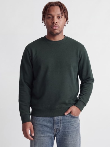 Jack & Jones Plus Bluza barbati big sizes, cu decolteu la baza gatului, Relaxed Fit, JJEBRADLEY, Verde inchis