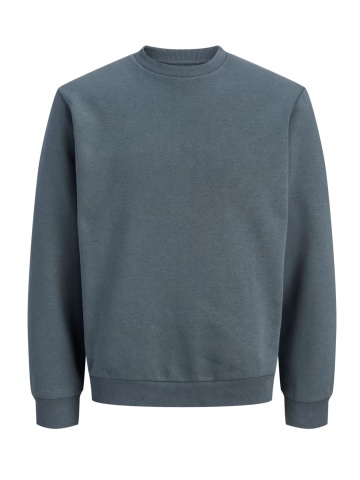Jack & Jones Plus Bluza barbati big sizes, cu decolteu la baza gatului, Relaxed Fit, JJEBRADLEY, Gri albastrui - Img 8