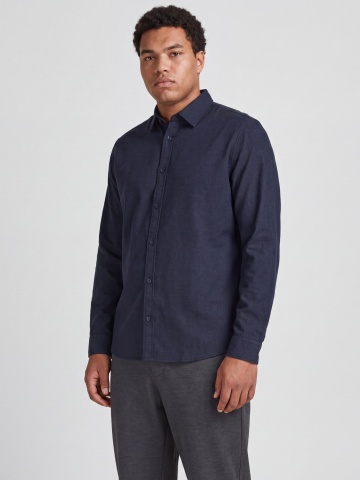 Jack & Jones Plus Camasa barbati big sizes din bumbac, Regular Fit, JJEFIELD, Bleumarin inchis