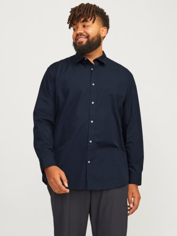 Jack & Jones Plus Camasa barbati big sizes, Joe, Regular fit, Bleumarin inchis