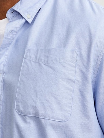Jack & Jones Plus Camasa casual barbati big sizes, din bumbac organic, Albastru - Img 4